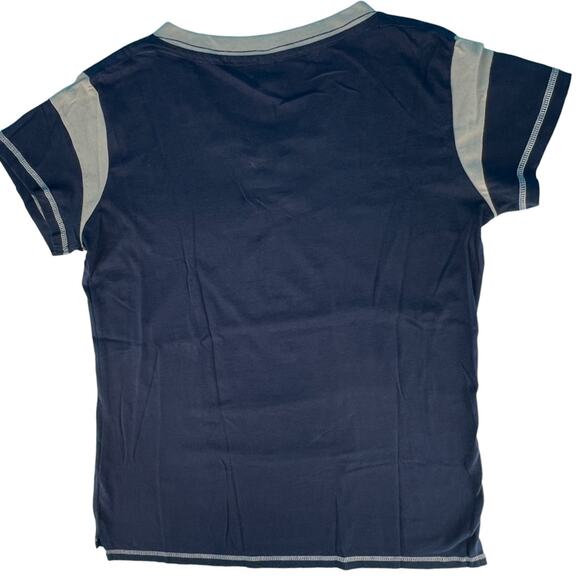 LAT Ladies Game Day Lace-Up Short Sleeve Tee Shirt Sze Large Blue Titanium White - Picture 7 of 11